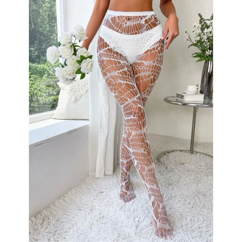 White Fishnet Tights